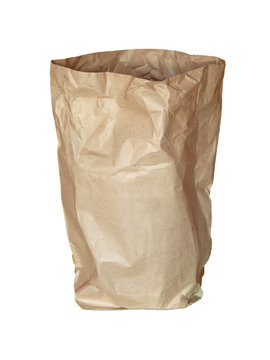 used recycle paper bag isolated white