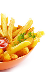 French fries with ketchup