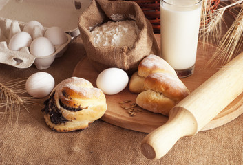 ingredients for the baking of bread