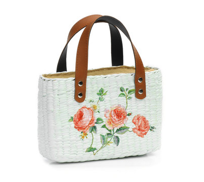 Craft Bag with decoupage on white background