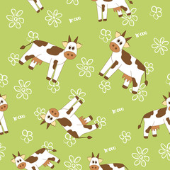 cow on a field seamless pattern