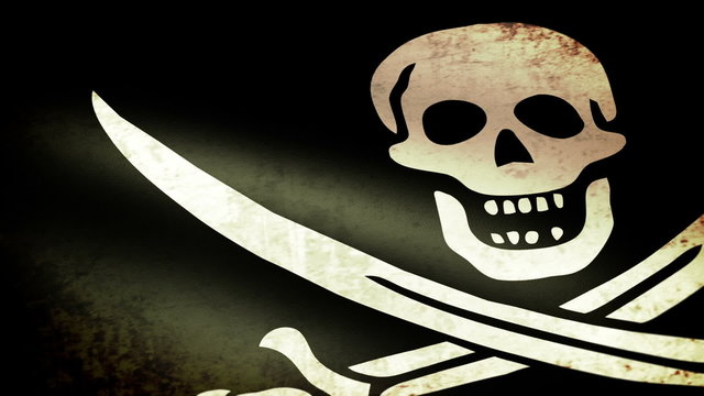 Pirate Flag Waving, grunge look