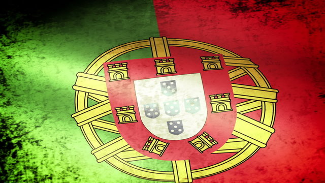 Portugal Flag Waving, grunge look