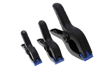 three plastic clamps composition
