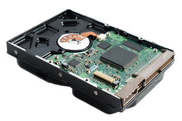 Computer hard drive on a white background.
