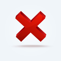 Detailed vector red cross icon with shadow
