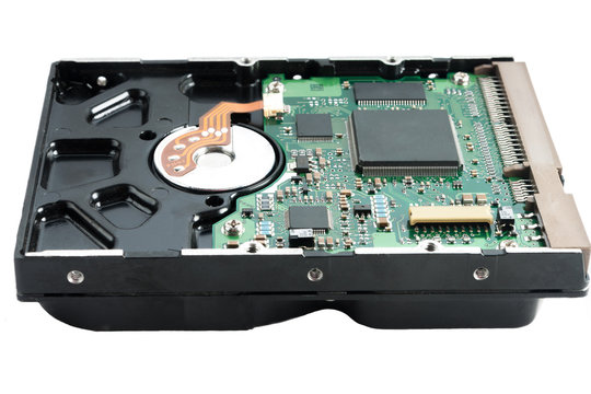 Computer hard drive on a white background.