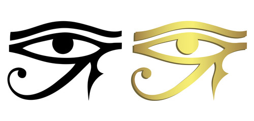 Eye of Horus in black and gold - obrazy, fototapety, plakaty