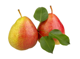 red pears with leaves