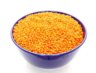 lentil in blue pot