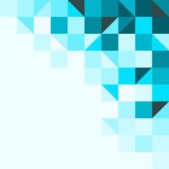 Blue background with triangles and squares