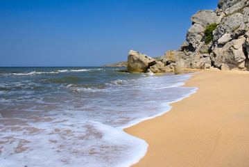 deserted beach in summer Crimea