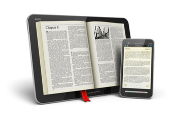 Book in tablet computer and smartphone