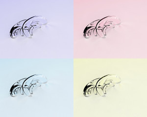 A collage of images with 3d abstract glass shapes