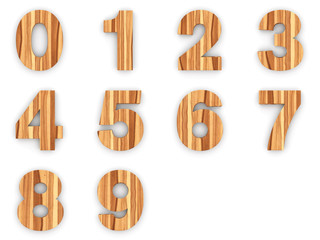 3d Font Wood Ash Numbers