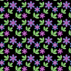 Seamless floral pattern with violet flowers