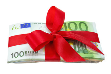 Stapel Euroscheine als Geschenk verziert
