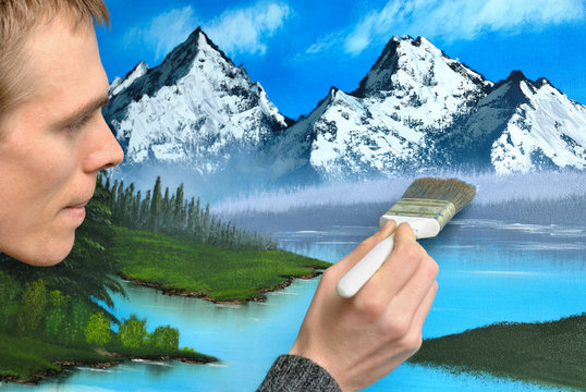 K&uuml;nstler beim Malen einer Landschaft