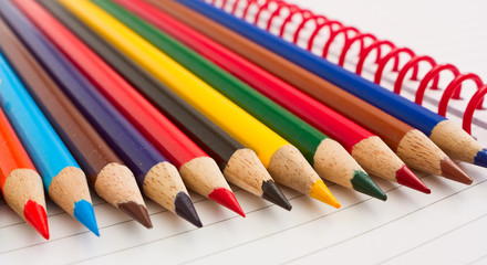 Group of thick colored pencils.