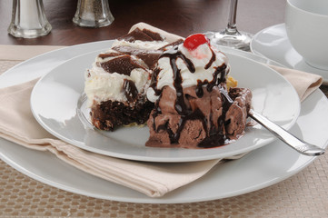 Decadant triple chocolate dessert