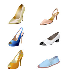 Fashionable women's shoes are on white background.
