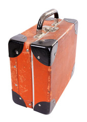 Old orange vintage suitcase
