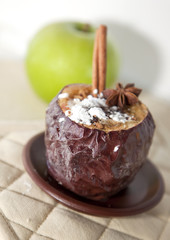 Baked apple with cinnamon
