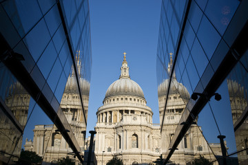 Reflections of St Paul's Cathedral in London