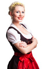 junge blonde Frau im Dirndl