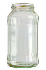 Close up of a empty preserving glass isolated on white