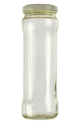 Close up of a empty preserving glass isolated on white