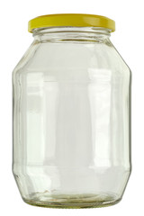 Close up of a empty preserving glass isolated on white