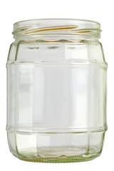 Close up of a empty preserving glass isolated on white