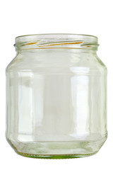 Close up of a empty preserving glass isolated on white