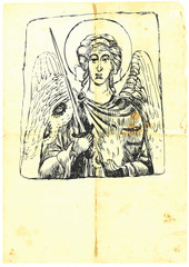 Fototapeta na wymiar Archangel MICHAEL - hand-drawn