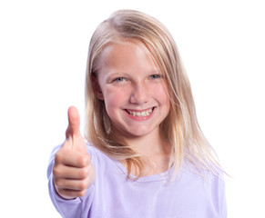 Happy Young Girl Giving Thumbs-up