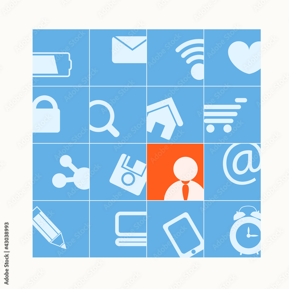 Aufkleber modern social media buttons. one of them is selected