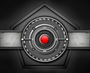 Background metal and red button