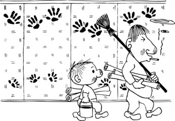 Finish of hanging wallpaper