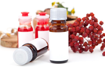 Medical bottles on white background