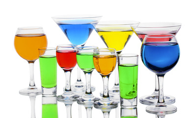 alcoholic cocktails isolated on white