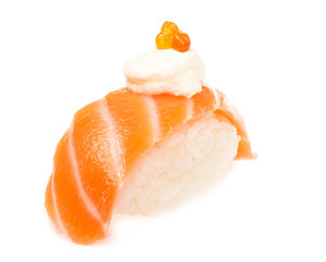 Salmon sushi on a White background