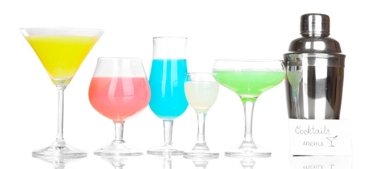 Tasty cocktails isolated on white