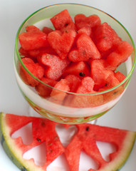 Watermelon Segment with Full Glass