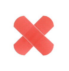 Red medical patch isolated on white