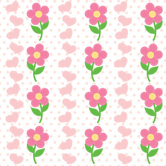 seamless pattern of flowers and heart