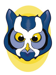 Blue Owl Face Illustration