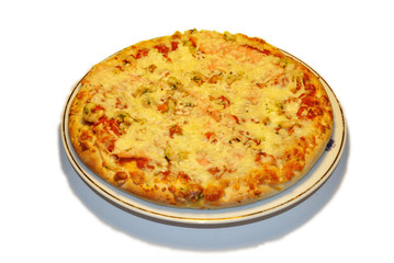 Shrimp and salmon pizza