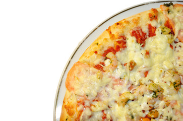 Shrimp and salmon pizza