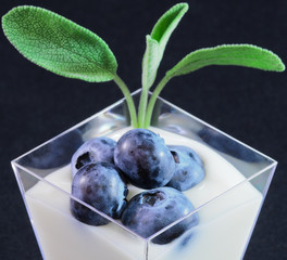 Yogurt alla salvia con mirtilli